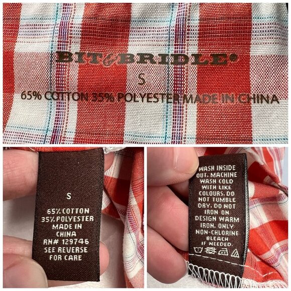 Bit & Bridle Plaid Western Shirt Snap Front Embroidered Yoke Country Cowgirl Sma - Picture 3 of 9